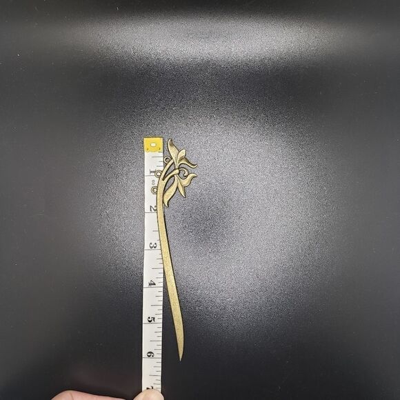 Staff Bow Bronze Bun Holder Hair Chopstick - Picture 2 of 2